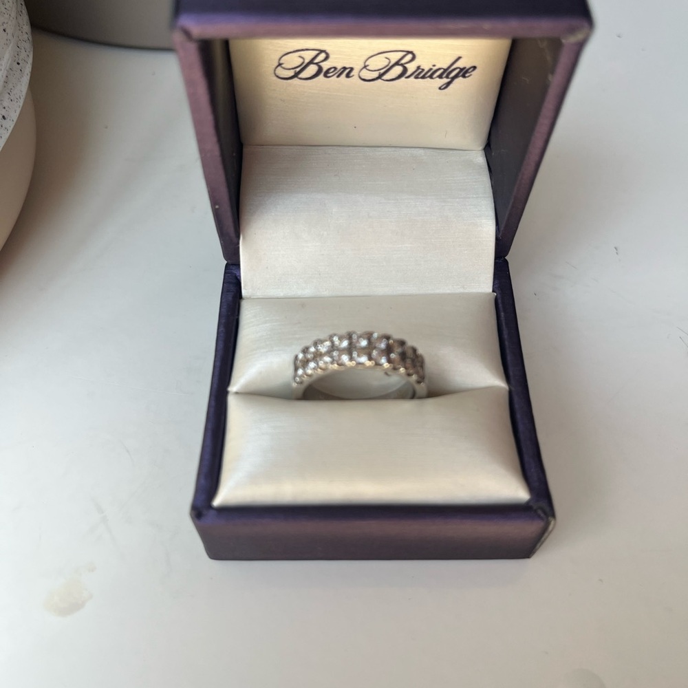 White Gold Ben Bridge Double Row 1ct Diamond Ring comfort band
